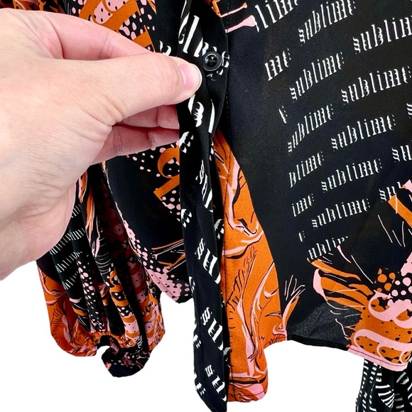 Weekday Sublime Bowe Blouse Small Abstract Print Billowing Sleeve Flowy Colorful - Picture 8 of 16